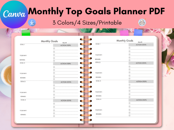 Download Monthly Goals Planner, to Do List Canva - Month Collection