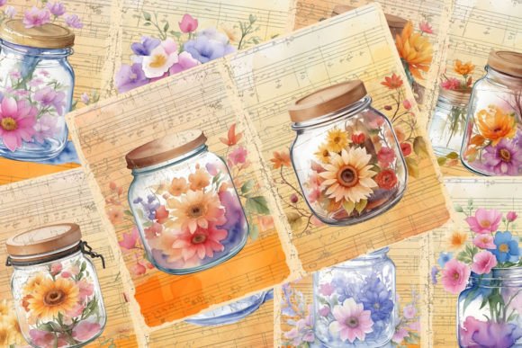 Download Pack of Floral Jar Autumn Junk Journals - Journals Collection