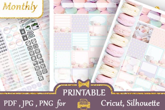 Download Monthly Planner Stickers Macaroons Cake - Month Collection