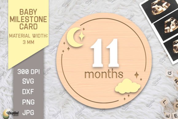 Download Baby Milestone Card Laser Cut. 11 Month - Month Collection