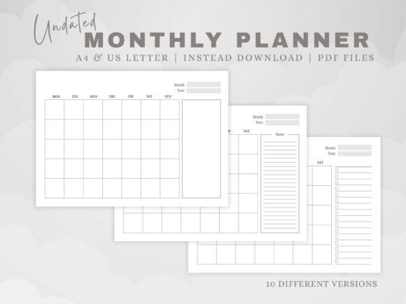 Download Undated Monthly Planner with Checklist - Month Collection